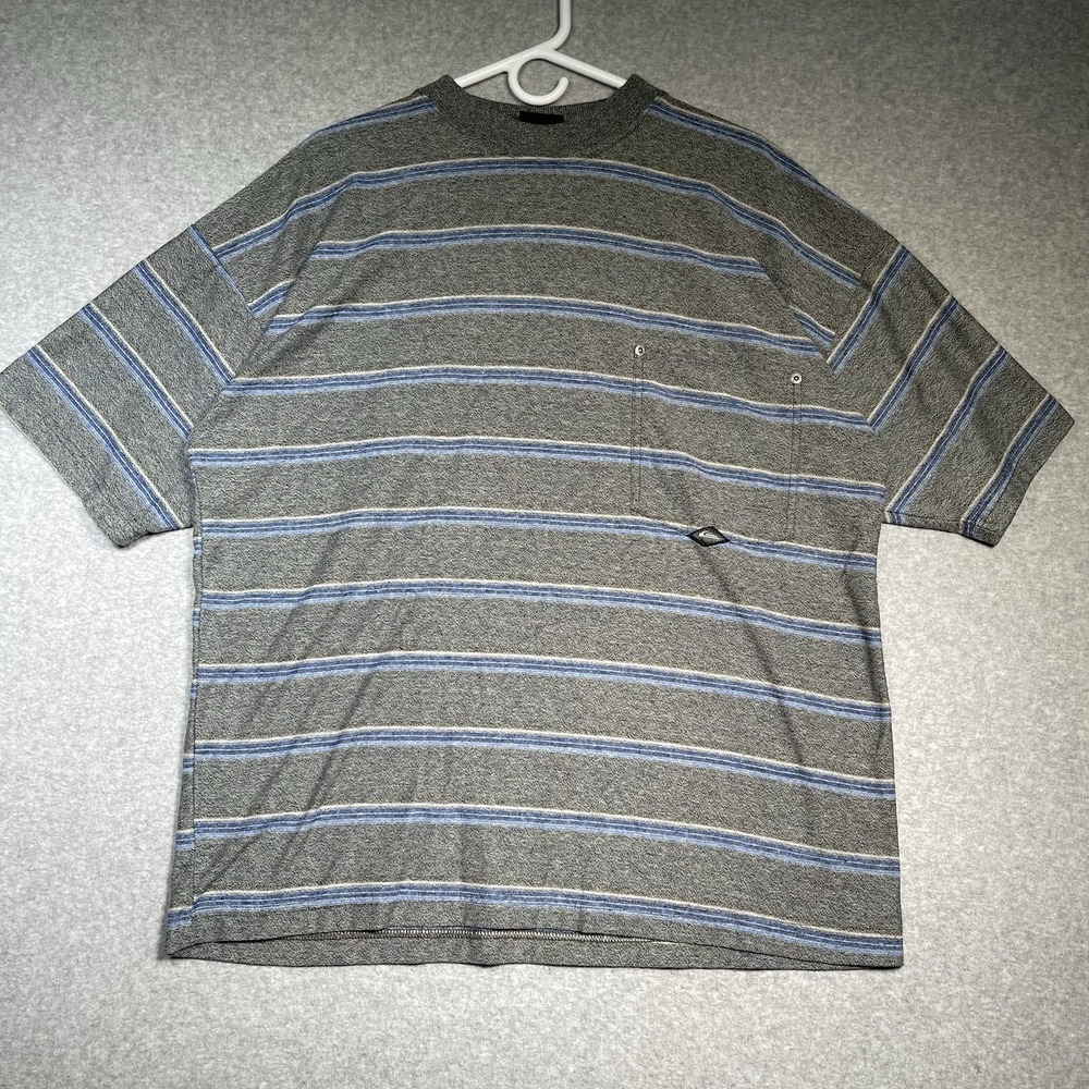 Vintage‎ 90s Quiksilver QSD T-Shirt USA Made Stripe Pocket Tee Surf Skater M Big
